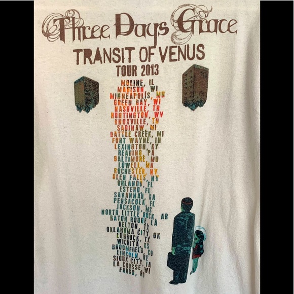 THREE DAYS GRACE TRANSIT OF VENUS 2013 OFFICIAL TOUR SHIRT SAND COLOR SIZE MED - Picture 6 of 6